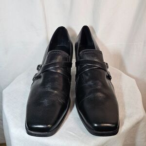 Life Stride Soft System Black Leather Sorbet Bootie Loafer w 3" Heel Shoes sz 11